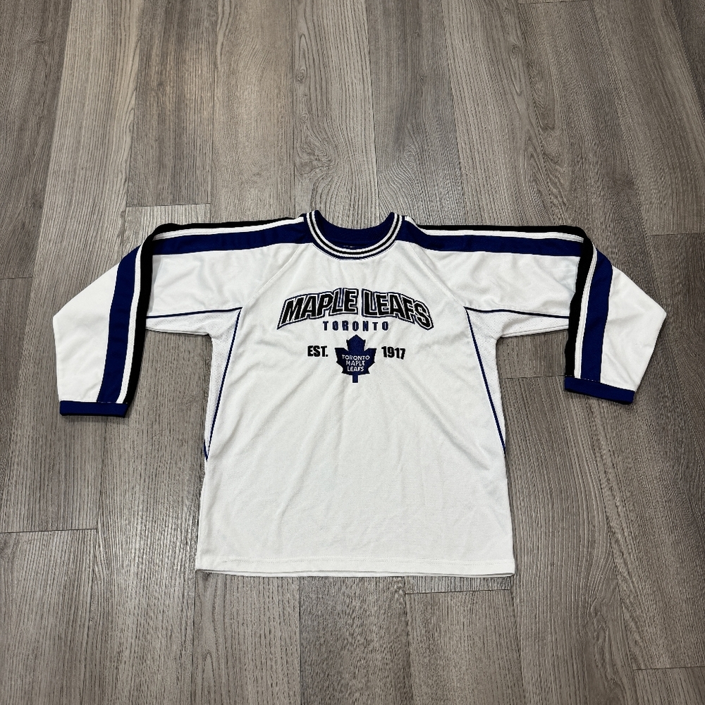 Vintage Toronto Maple Leafs NHL Hockey L/S Shirt Mighty Mac Sports Youth Size M